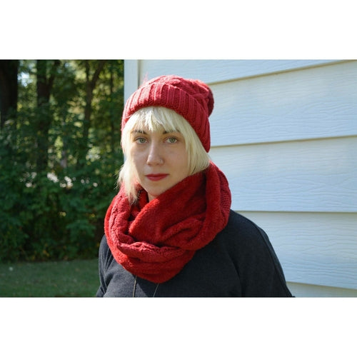 Women’s Cable Knit Hat & Infinity Scarf Set – Fuzzy Lined Winter