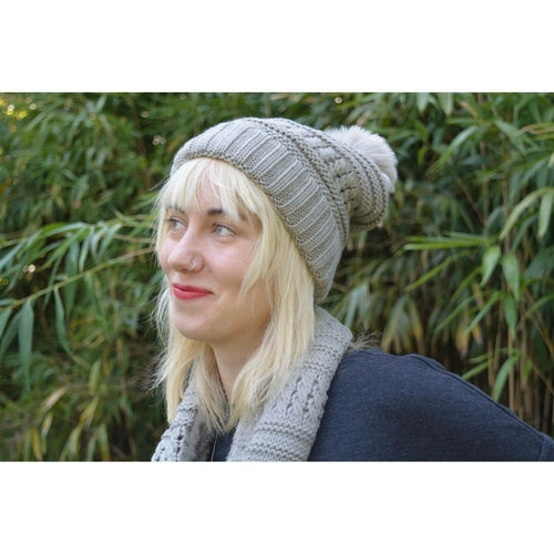 Women’s Cable Knit Hat & Infinity Scarf Set – Fuzzy Lined Winter