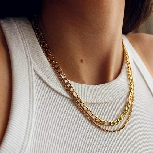 Stainless Steel Double-Layered Necklace for Elegant Style