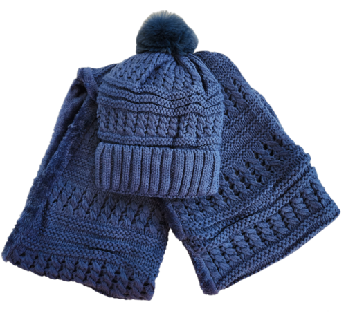 Women’s Cable Knit Hat & Infinity Scarf Set – Fuzzy Lined Winter