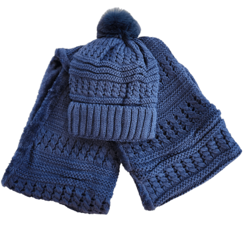 Women’s Cable Knit Hat & Infinity Scarf Set – Fuzzy Lined Winter